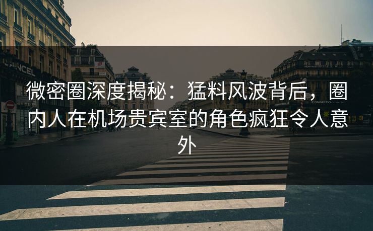 微密圈深度揭秘:猛料风波背后,圈内人在机场贵宾室的角色疯狂令人意外