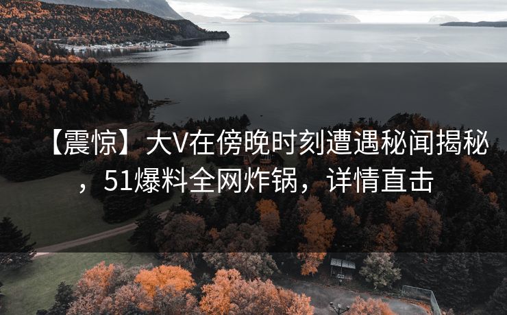 【震惊】大V在傍晚时刻遭遇秘闻揭秘,51爆料全网炸锅,详情直击