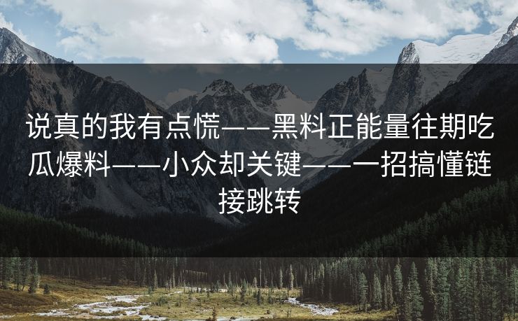说真的我有点慌——黑料正能量往期吃瓜爆料——小众却关键——一招搞懂链接跳转