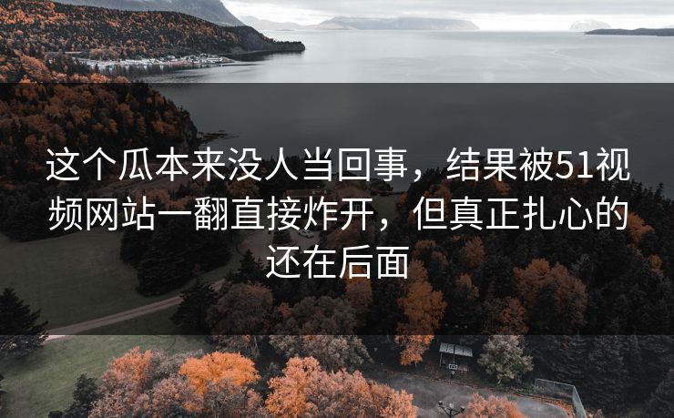 这个瓜本来没人当回事，结果被51视频网站一翻直接炸开，但真正扎心的还在后面